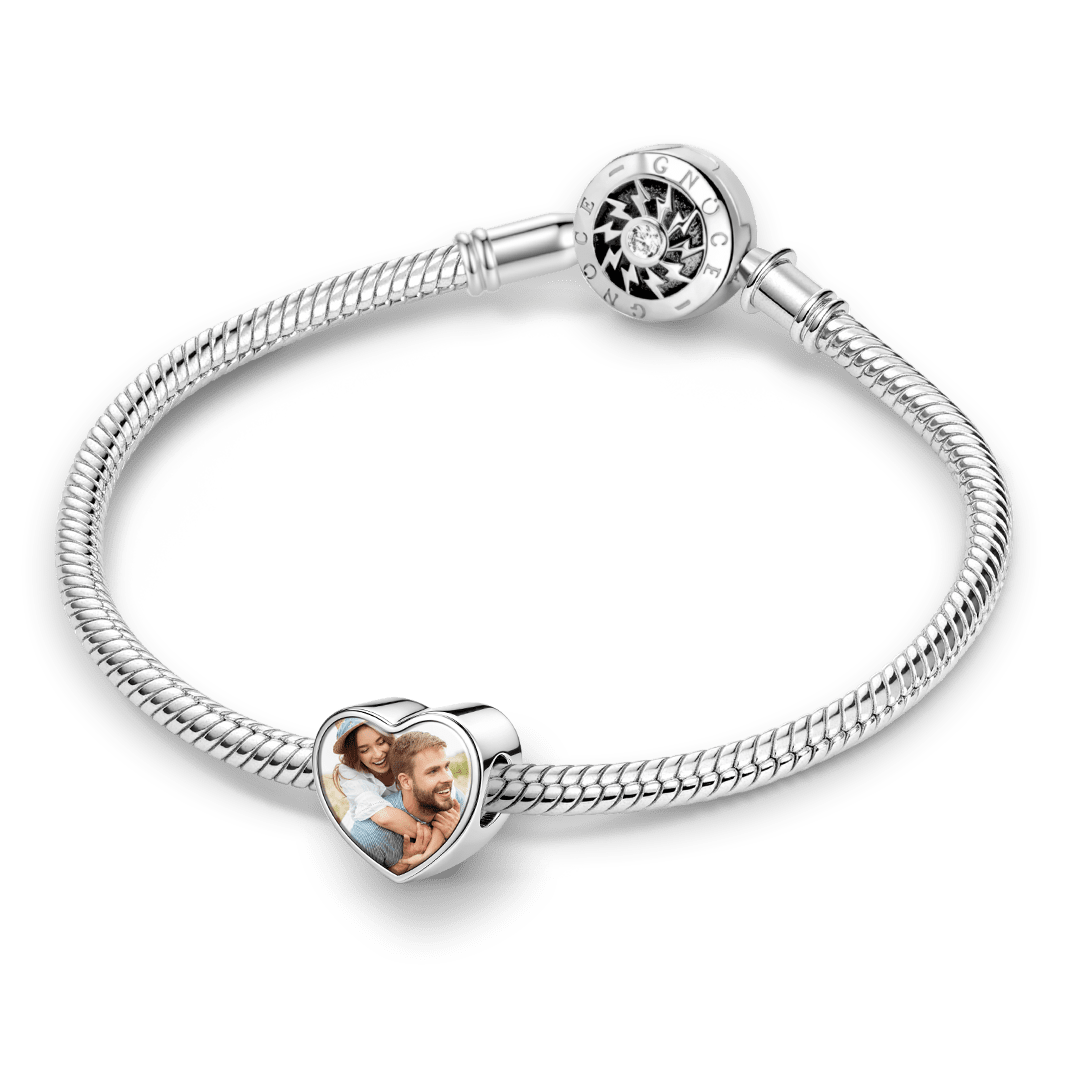 Gnoce Couple Personalized Photo Heart Bead Stainless Steel_3