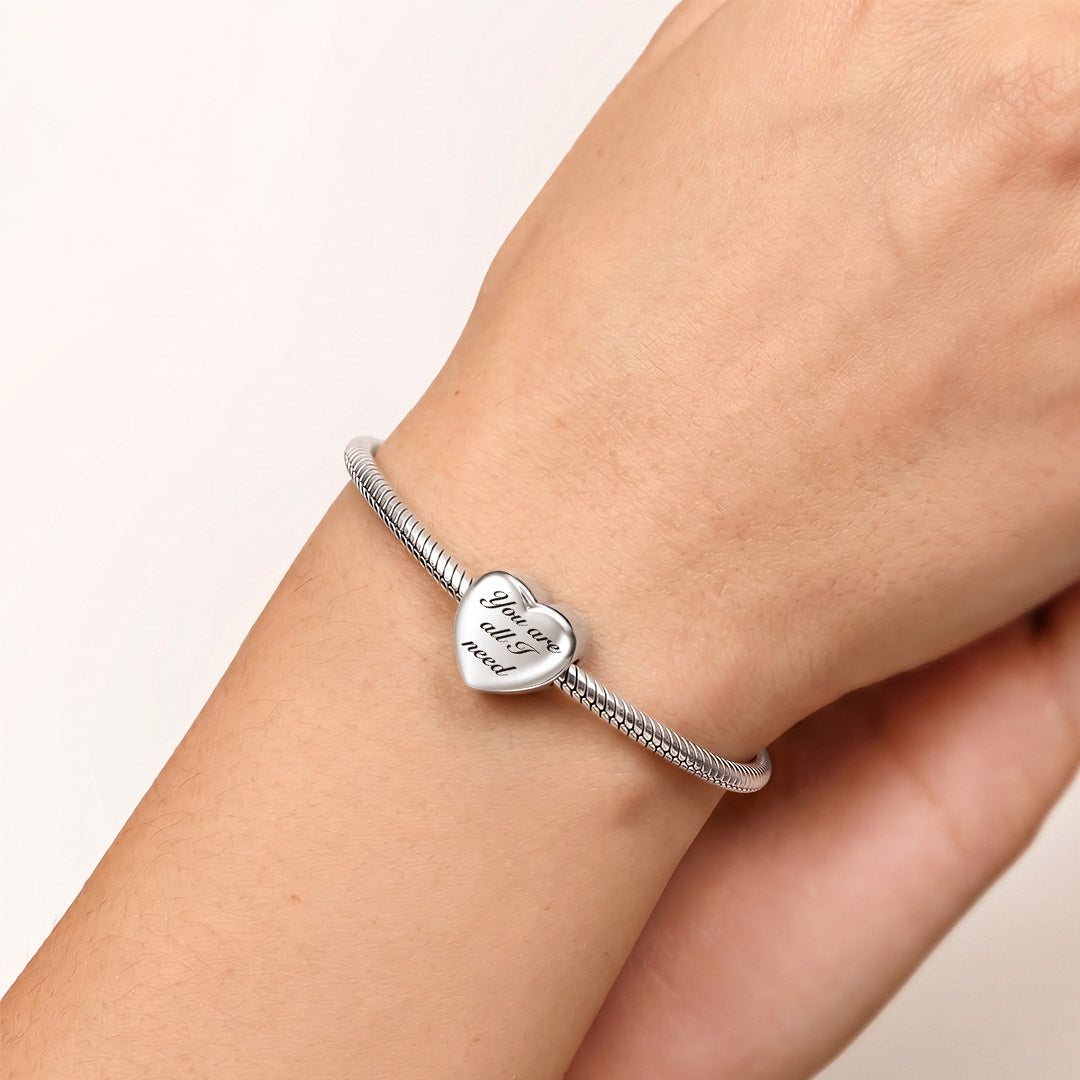 Gnoce Couple Personalized Photo Heart Bead Stainless Steel_2