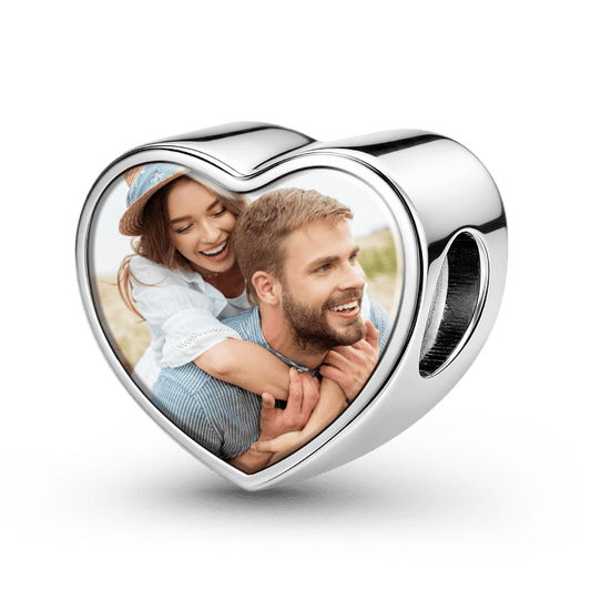 Gnoce Couple Personalized Photo Heart Bead Stainless Steel_4