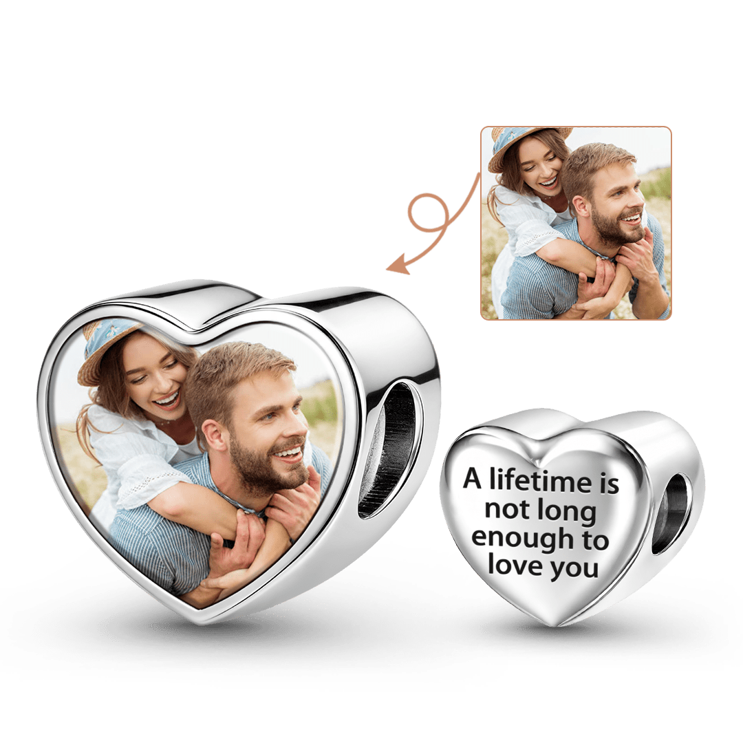 Gnoce Couple Personalized Photo Heart Bead Stainless Steel_1