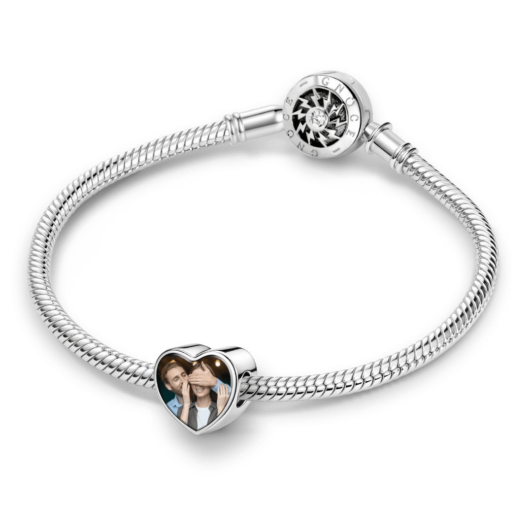 Gnoce Couple Keepsake Personalized Photo Heart Bead Stainless Steel_3