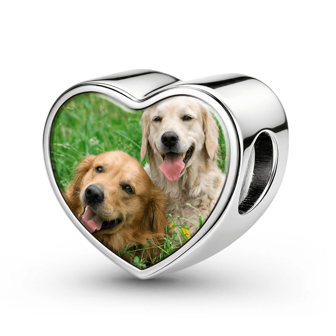 Gnoce Dog Pet Memorial Personalized Photo Heart Bead Stainless Steel_5