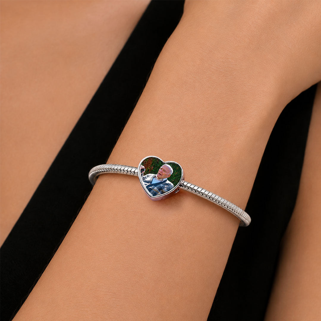 Gnoce In Memory Personalized Photo Heart Bead Stainless Steel_2