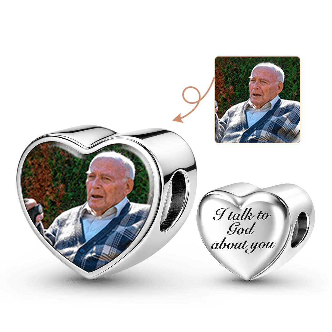 Gnoce In Memory Personalized Photo Heart Bead Stainless Steel_1