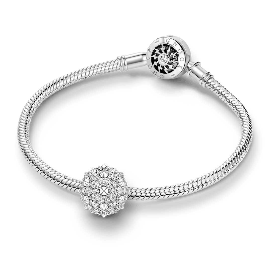 Gnoce British Punk Spike Pave Crystal Spacer Bead Platinum‑plated Silver Blend_3