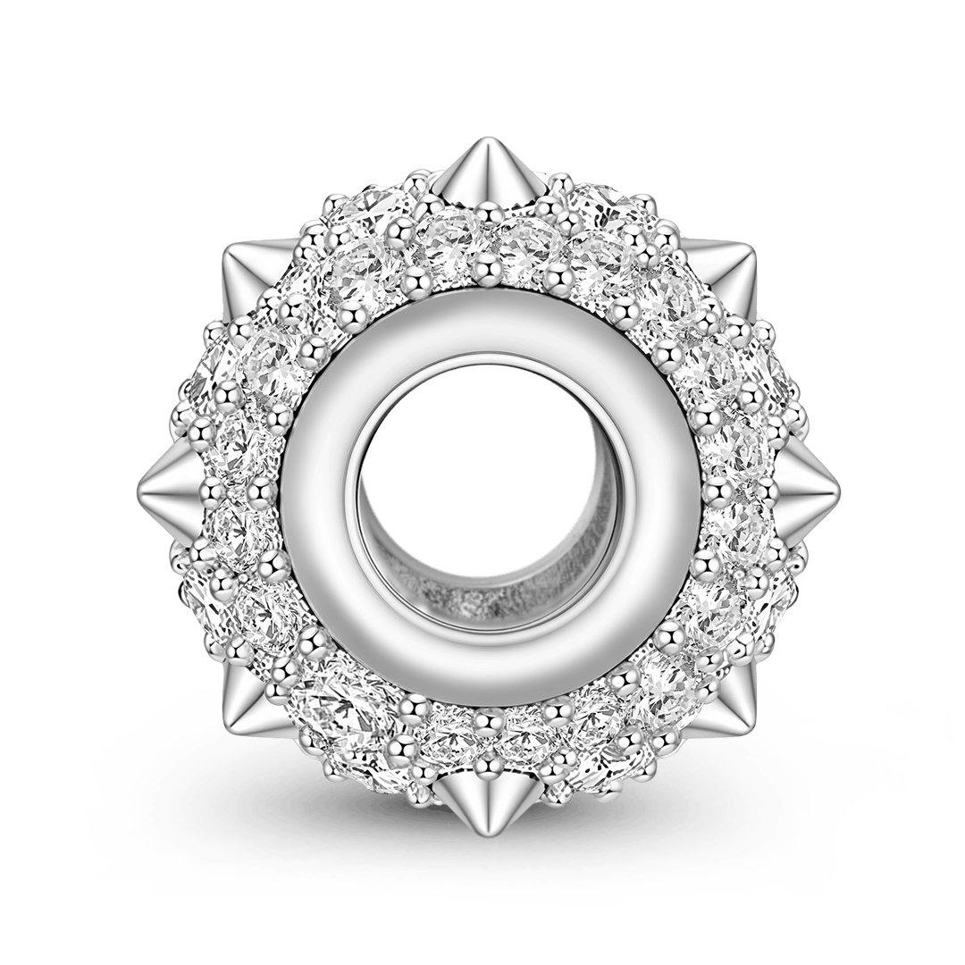 Gnoce British Punk Spike Pave Crystal Spacer Bead Platinum‑plated Silver Blend_5