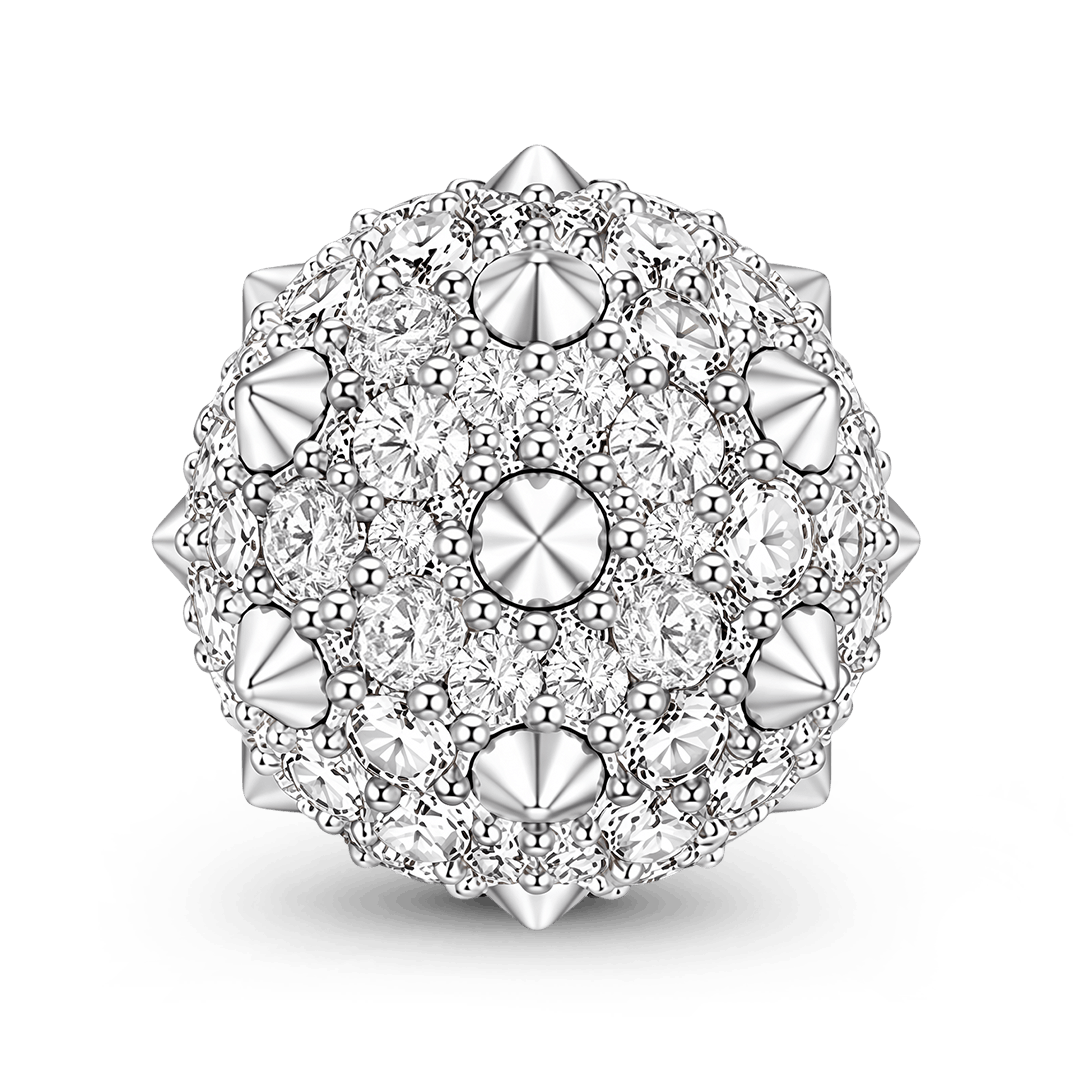Gnoce British Punk Spike Pave Crystal Spacer Bead Platinum‑plated Silver Blend_1