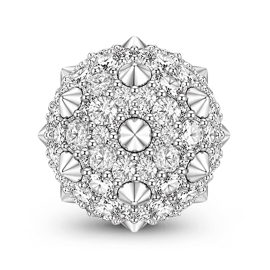 Gnoce British Punk Spike Pave Crystal Spacer Bead Platinum‑plated Silver Blend_1