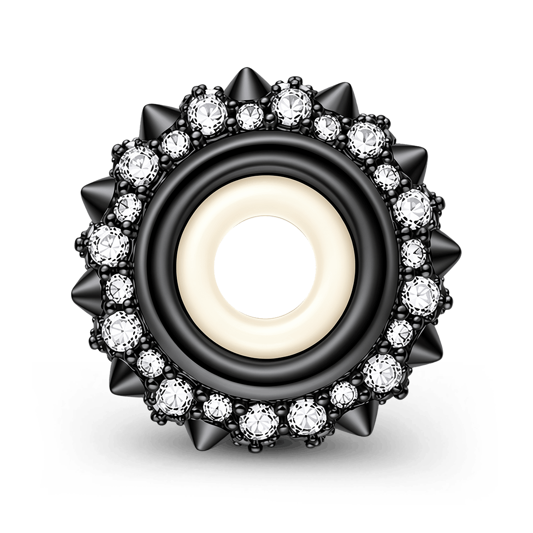 Gnoce British Punk Spike Pave Crystal Stopper Spacer Bead Platinum‑plated Silver Blend_5