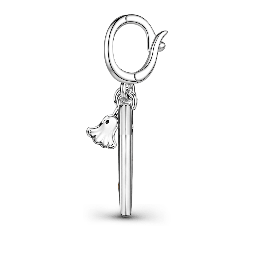 Gnoce Halloween Faith Ghost Heart Clasp Dangle Charm Platinum‑plated Silver Blend_5