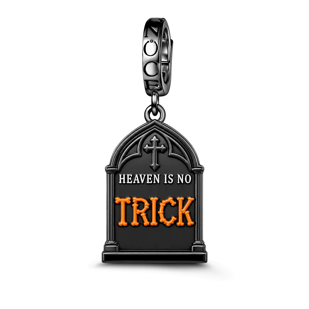 Gnoce Halloween Religious Tombstone Cross Clasp Dangle Charm Platinum‑plated Silver Blend_1