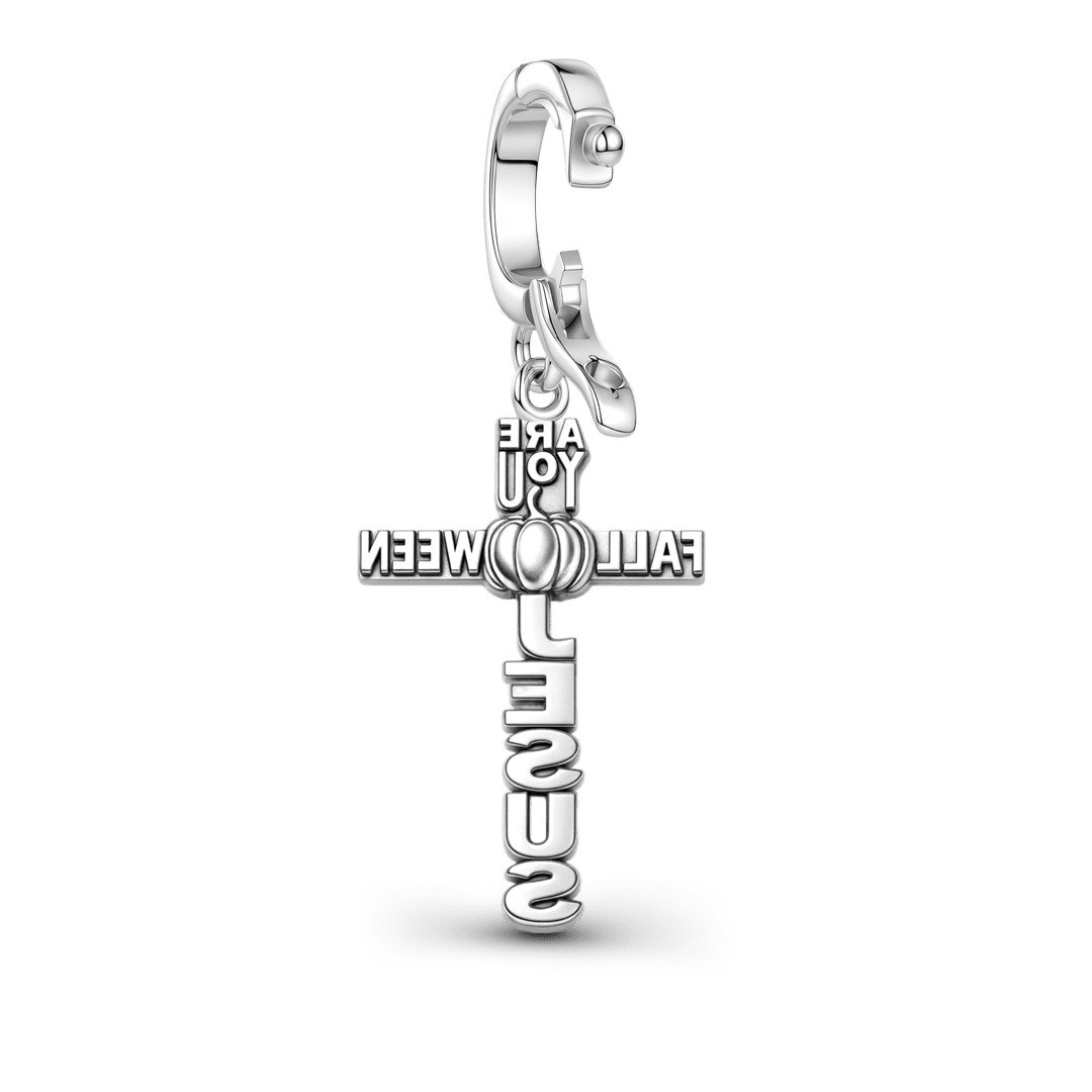 Gnoce Halloween Cross Pumpkin Clasp Dangle Charm Platinum‑plated Silver Blend_6