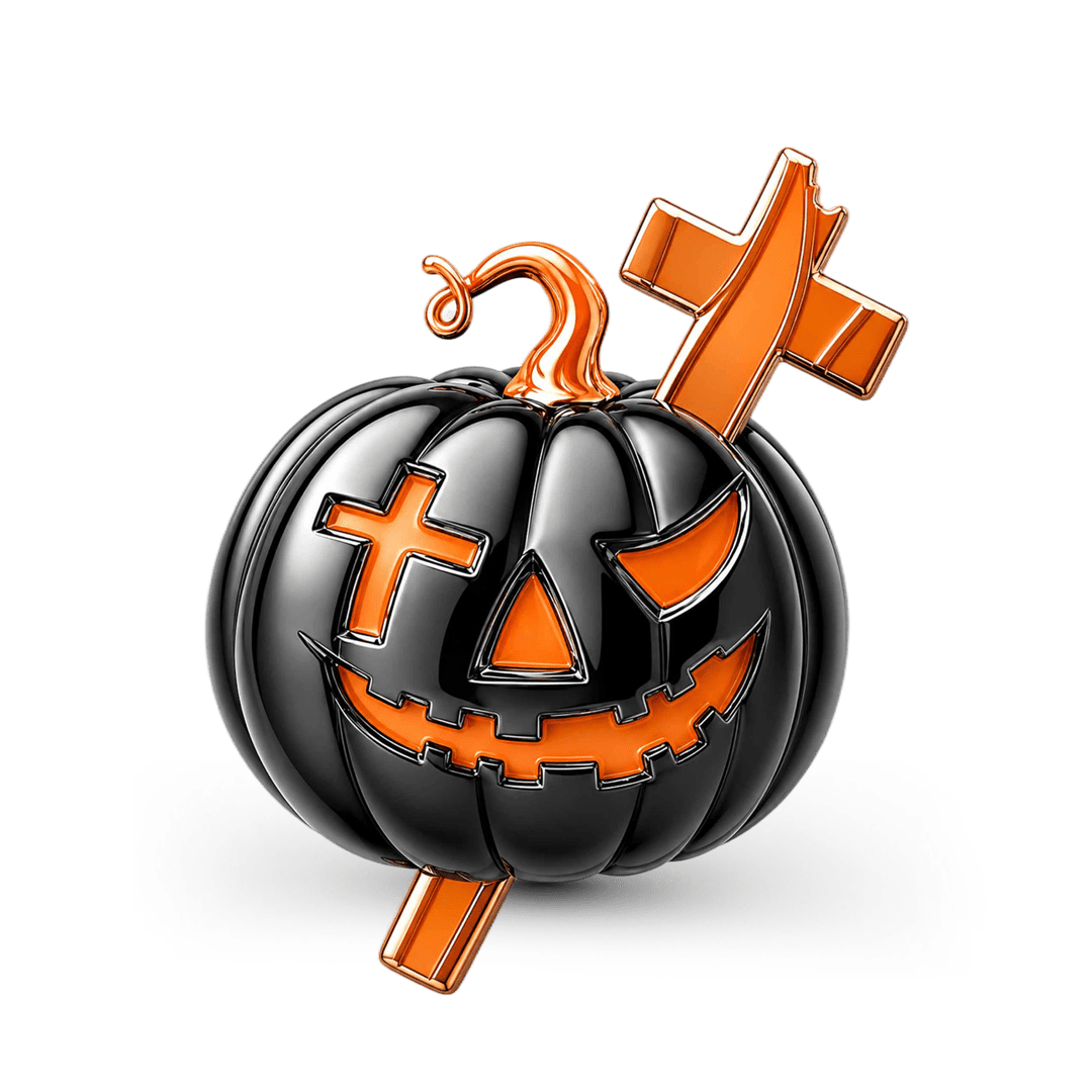 Gnoce Glow‑in‑the‑dark Halloween Cross Pumpkin Through‑hole Base Bead Charm Platinum‑plated Silver Blend_2