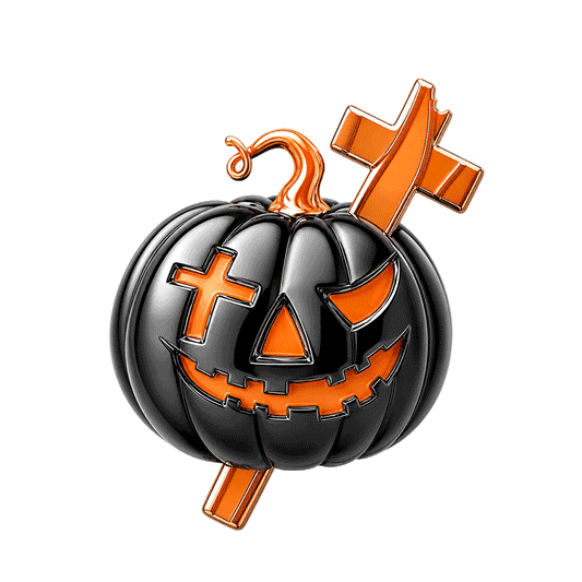 Gnoce Glow‑in‑the‑dark Halloween Cross Pumpkin Through‑hole Base Bead Charm Platinum‑plated Silver Blend_1