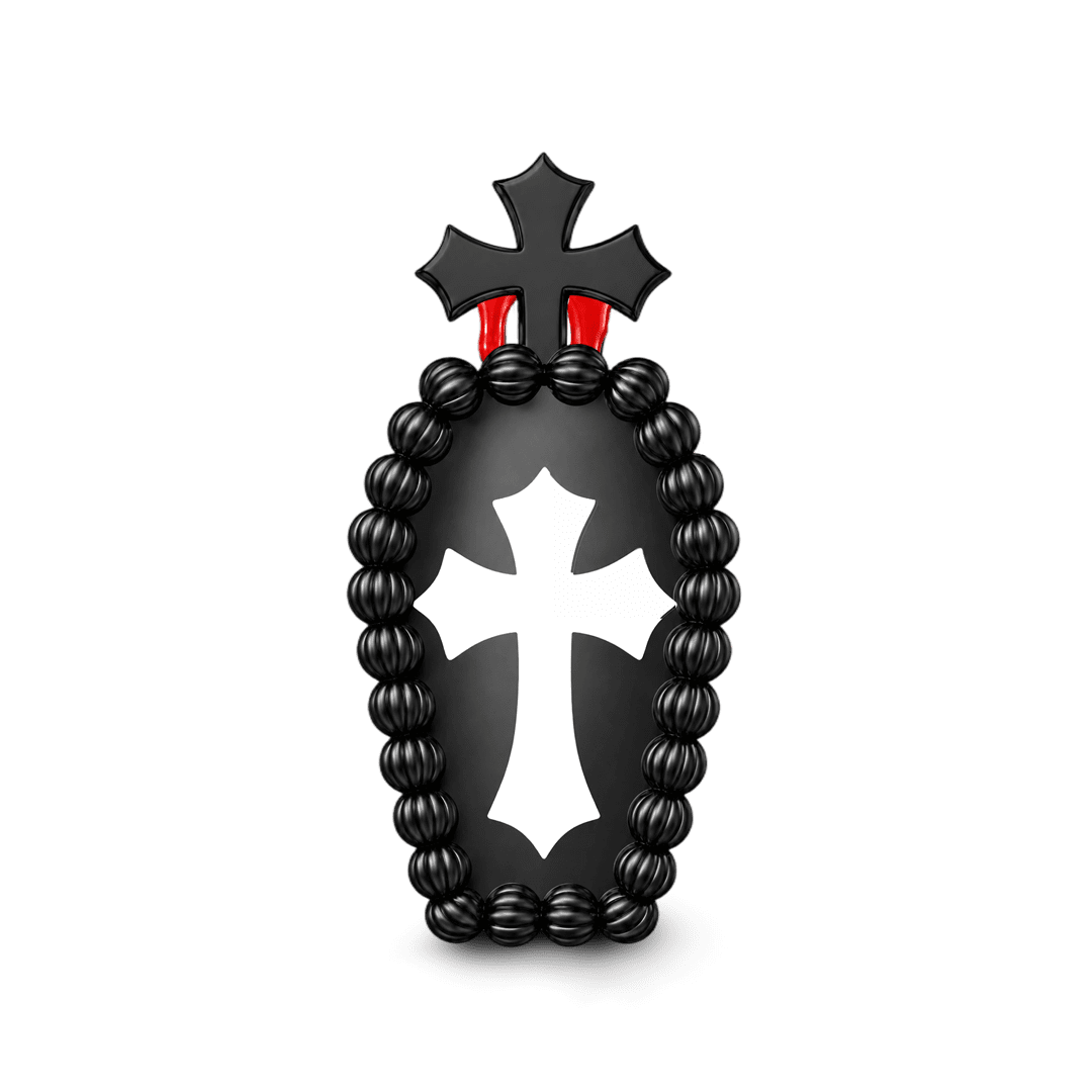 Gnoce Halloween Cross Coffin Cake Through‑hole Bead Charm Platinum‑plated Silver Blend_6