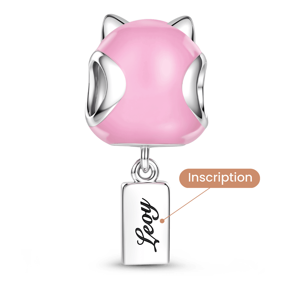 Gnoce Japanese Lucky Cat Engravable Birthstone Through‑hole Bead Charm Platinum‑plated Silver Blend_6