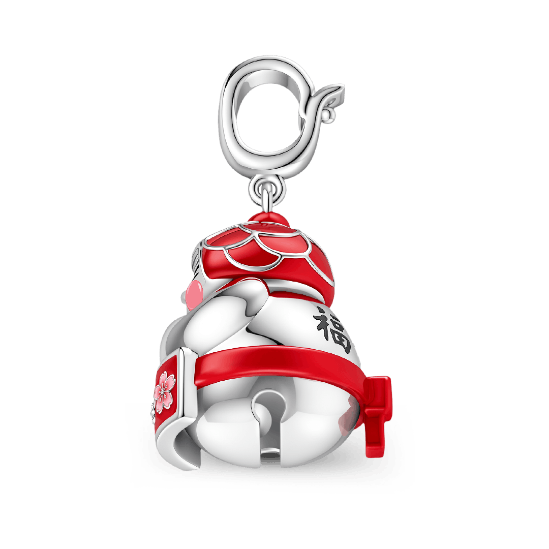 Gnoce Japanese Sumo Bell Clasp Dangle Charm Platinum-plated Silver Blend_8