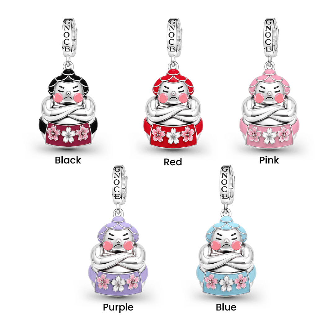 Gnoce Japanese Sumo Bell Clasp Dangle Charm Platinum-plated Silver Blend_5