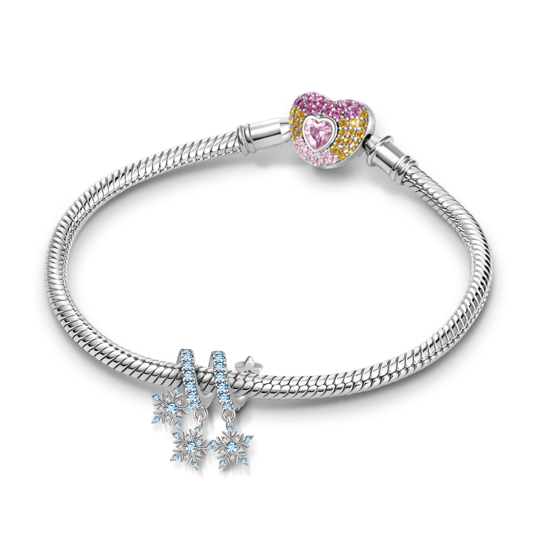 Gnoce Rotating Snowflake Through‑hole Bead Charm Platinum‑plated Silver Blend_3