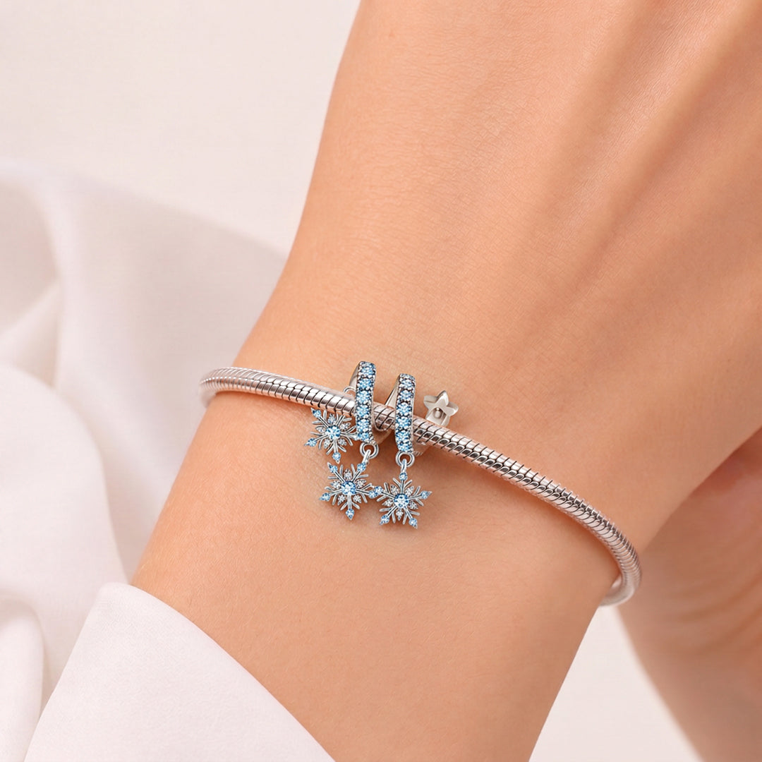 Gnoce Rotating Snowflake Through‑hole Bead Charm Platinum‑plated Silver Blend_2