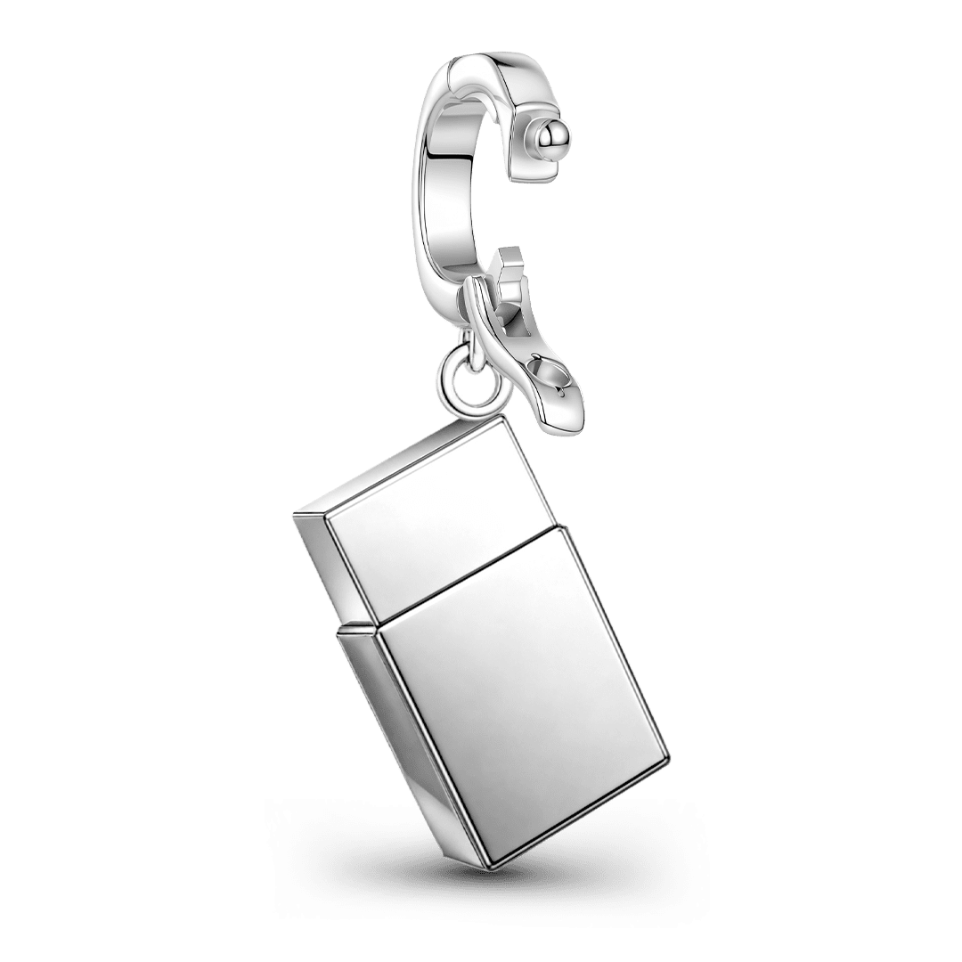 Gnoce Punk Skull Matchbox Clasp Dangle Charm Platinum‑plated Silver Blend_6