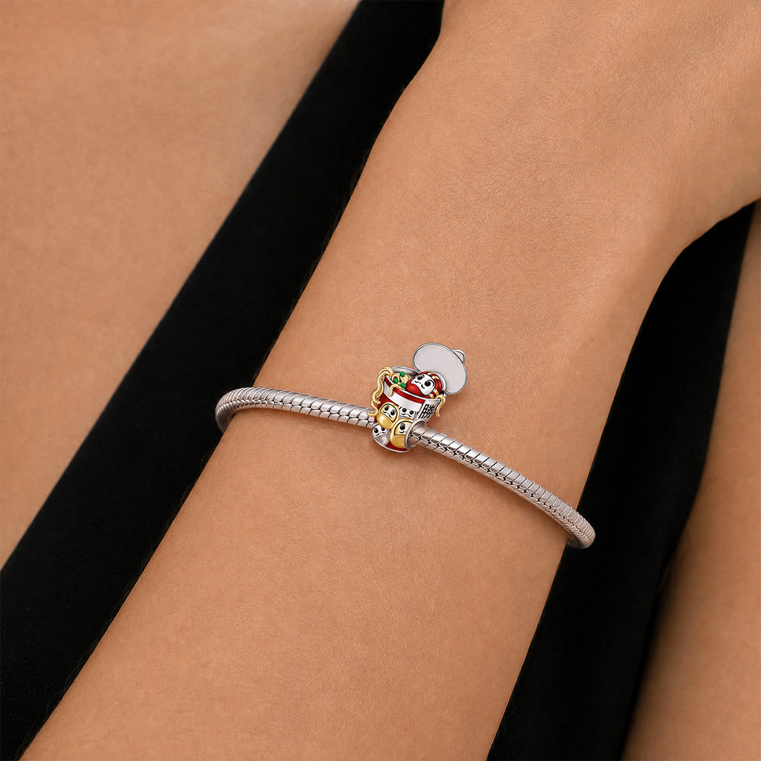 Gnoce Japanese Ramen Daruma Through‑hole Bead Charm Platinum‑plated Silver Blend_2