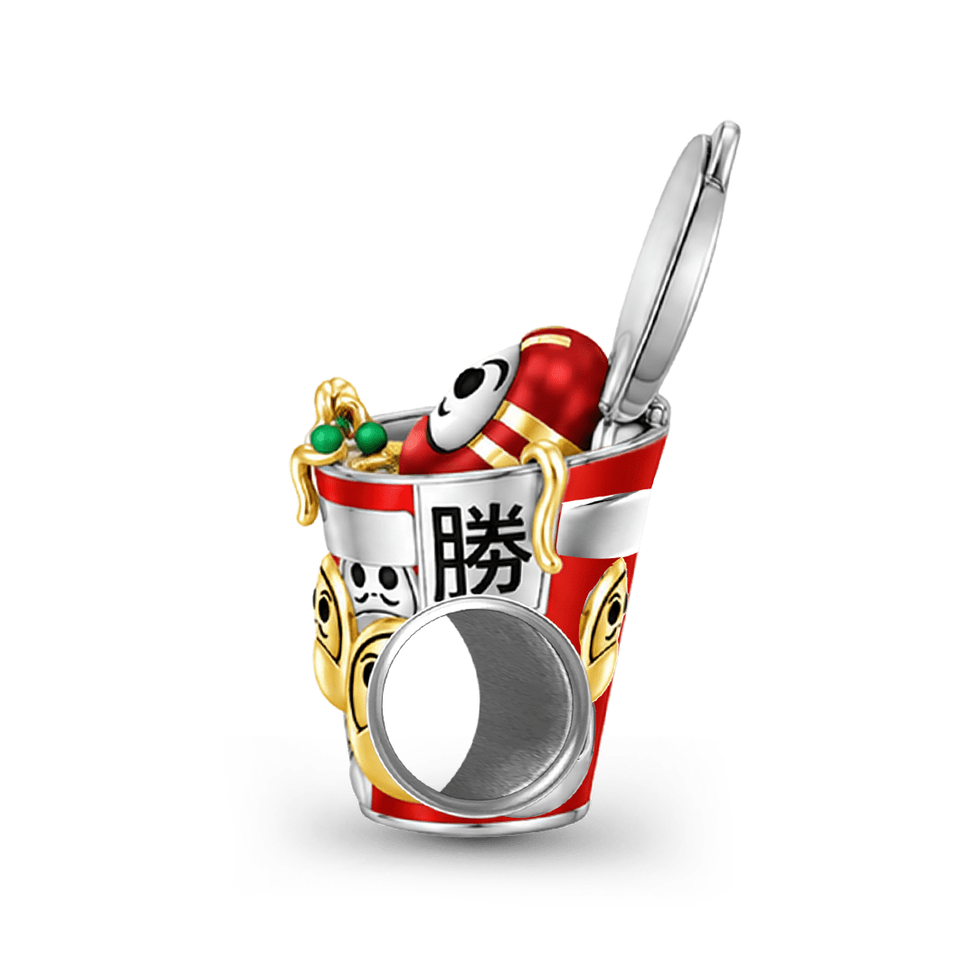 Gnoce Japanese Ramen Daruma Through‑hole Bead Charm Platinum‑plated Silver Blend_5