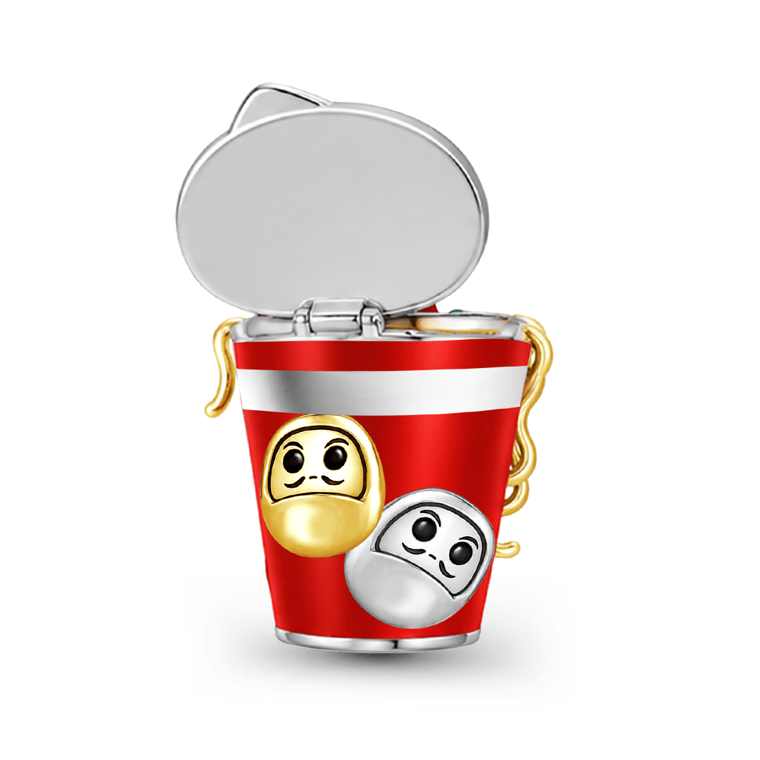 Gnoce Japanese Ramen Daruma Through‑hole Bead Charm Platinum‑plated Silver Blend_6