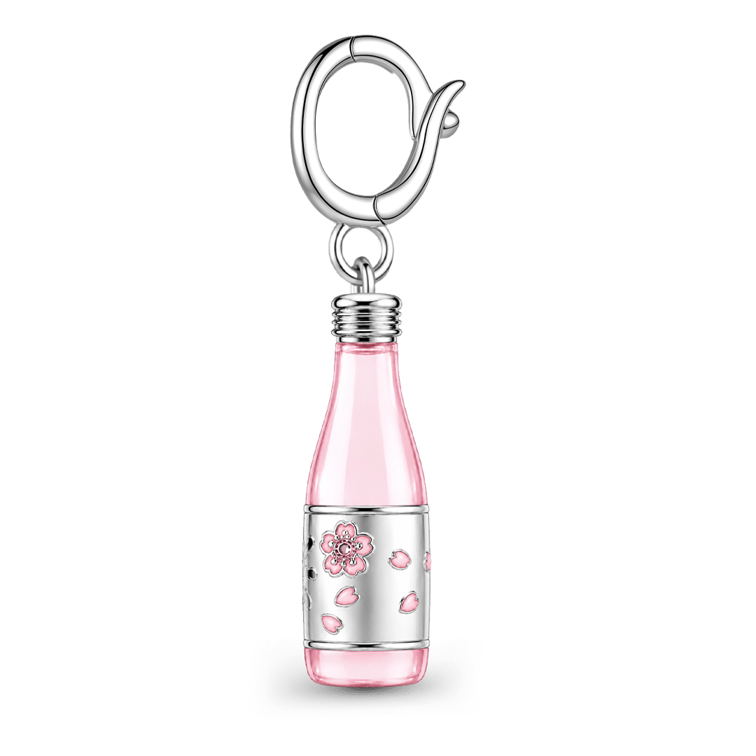 Gnoce Glow‑in‑the‑dark Japanese Sakura Sake Clasp Dangle Charm Platinum‑plated Silver Blend_6