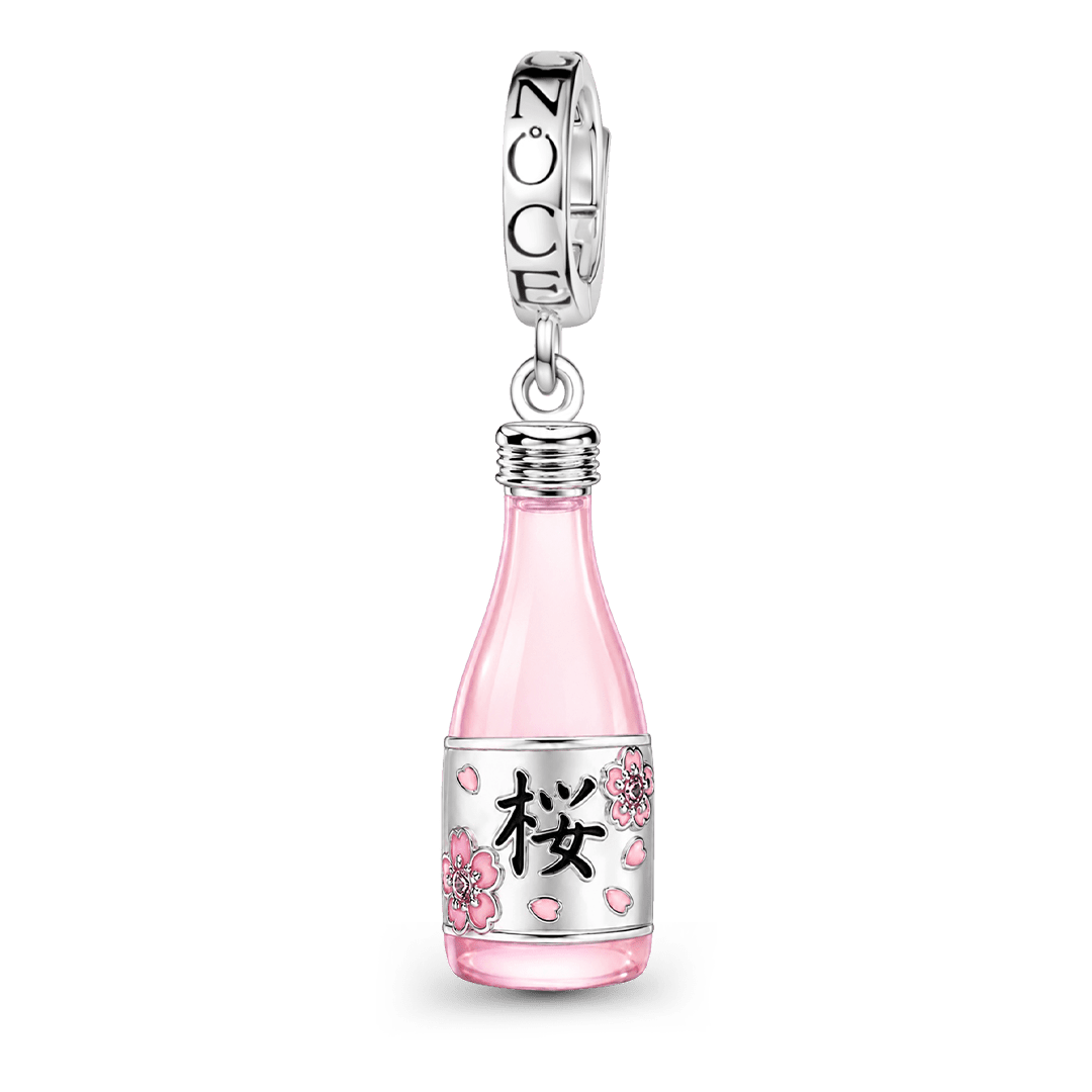 Gnoce Glow‑in‑the‑dark Japanese Sakura Sake Clasp Dangle Charm Platinum‑plated Silver Blend_2