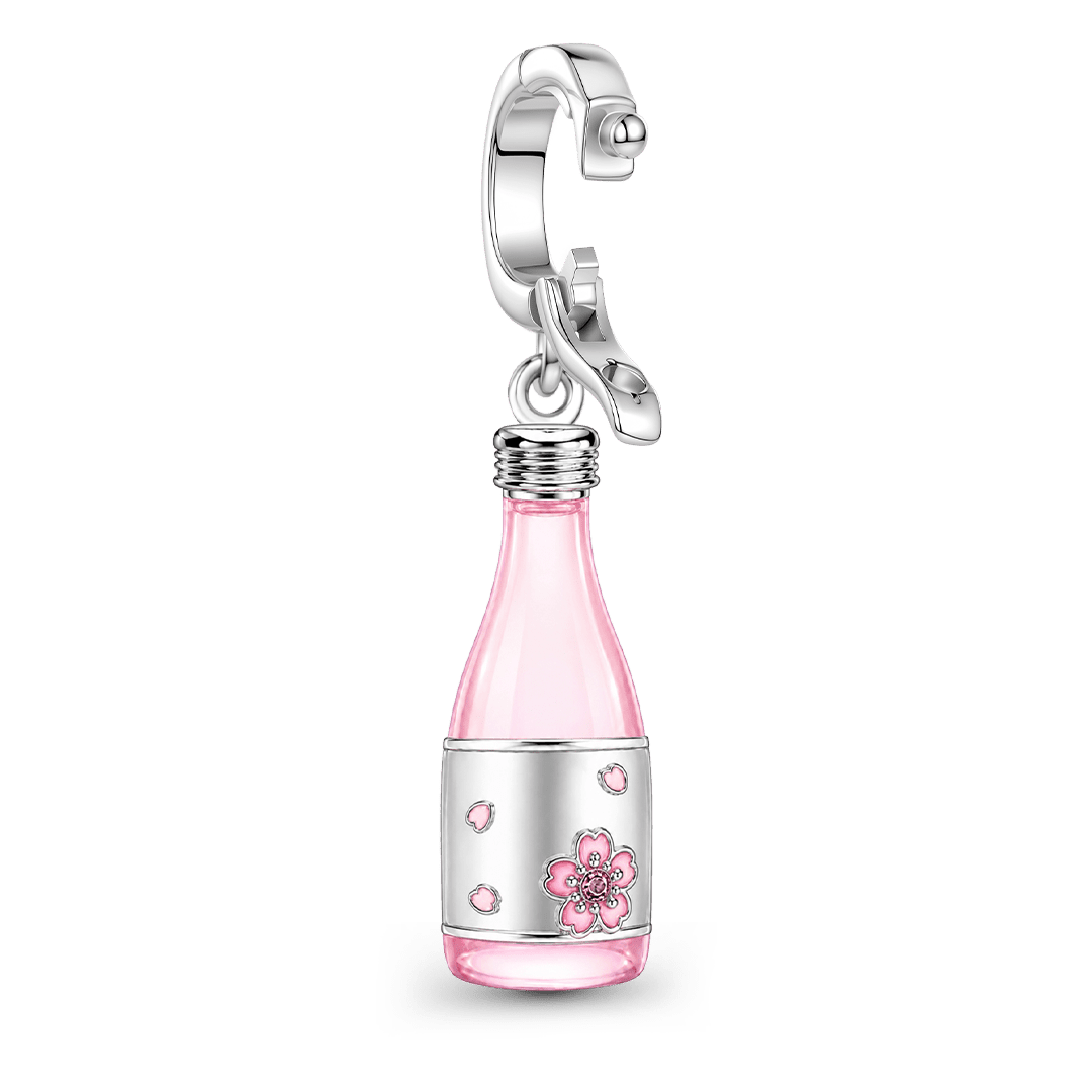 Gnoce Glow‑in‑the‑dark Japanese Sakura Sake Clasp Dangle Charm Platinum‑plated Silver Blend_7