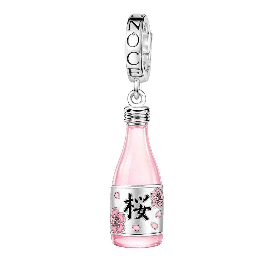 Gnoce Glow‑in‑the‑dark Japanese Sakura Sake Clasp Dangle Charm Platinum‑plated Silver Blend_1