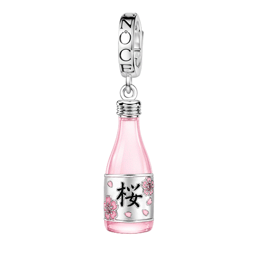 Gnoce Glow‑in‑the‑dark Japanese Sakura Sake Clasp Dangle Charm Platinum‑plated Silver Blend_1