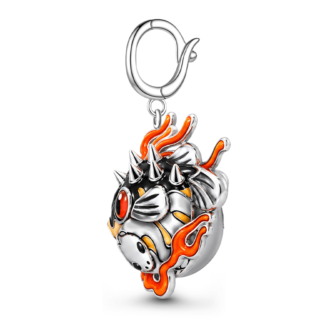 Gnoce Glow‑in‑the‑dark Japanese Oni Puffer Fish Clasp Dangle Charm Platinum‑plated Silver Blend_6