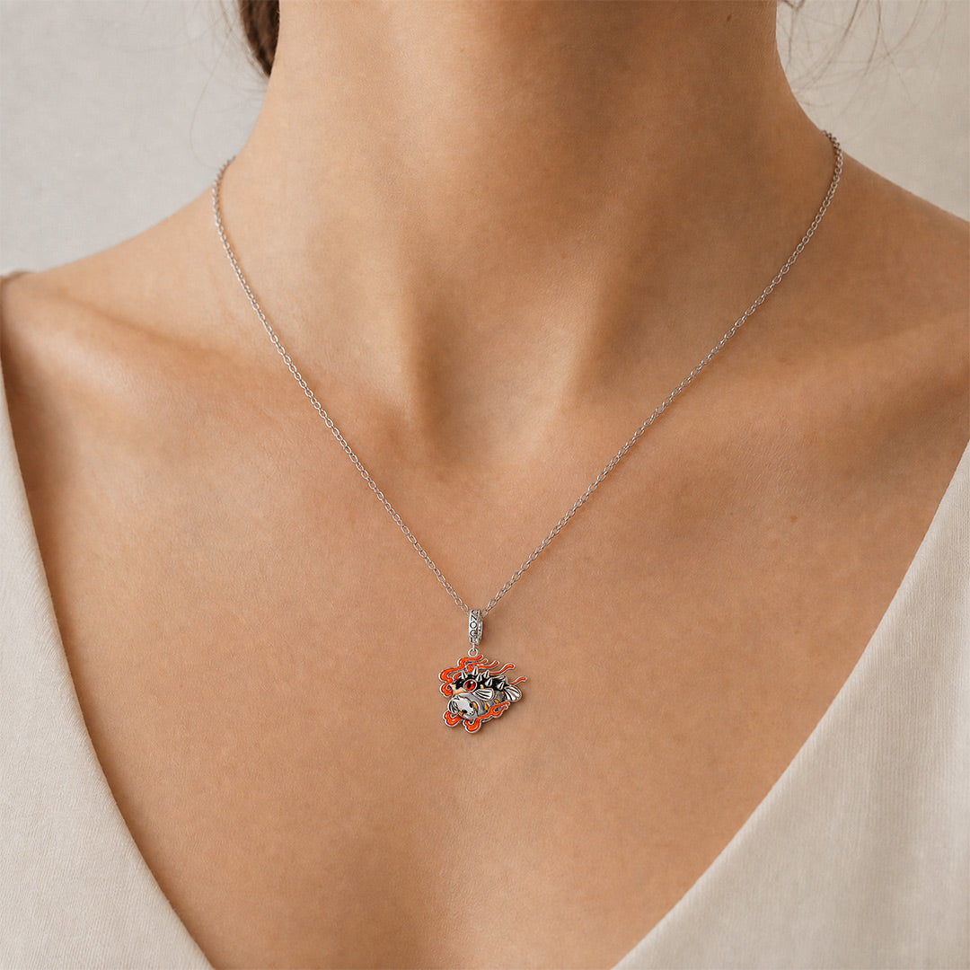 Gnoce Glow‑in‑the‑dark Japanese Oni Puffer Fish Clasp Dangle Charm Platinum‑plated Silver Blend_5