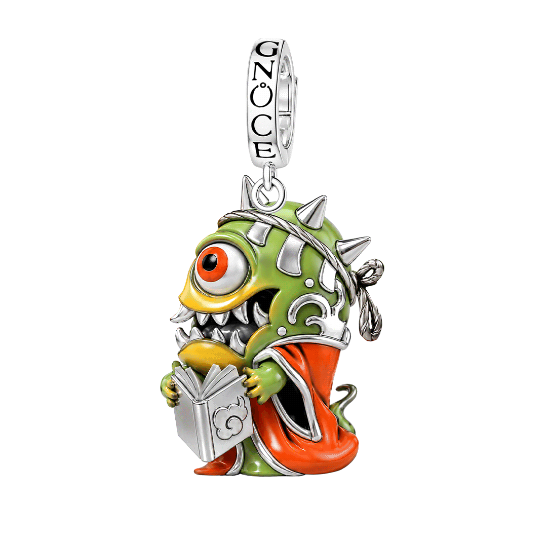 Gnoce Glow‑in‑the‑dark Japanese Yokai Monster Clasp Dangle Charm Platinum‑plated Silver Blend_1