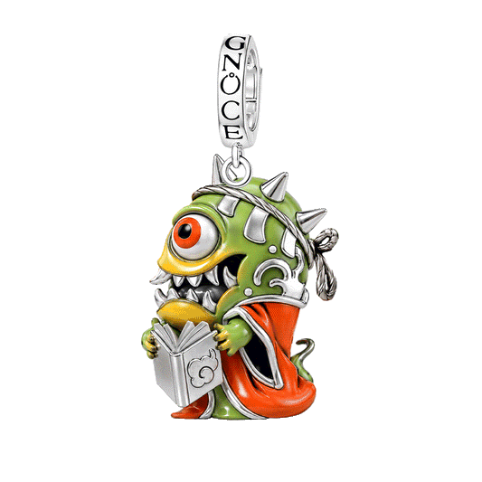 Gnoce Glow‑in‑the‑dark Japanese Yokai Monster Clasp Dangle Charm Platinum‑plated Silver Blend_1