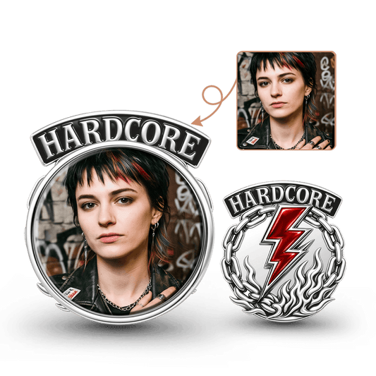 Gnoce British Punk Hardcore Lightning Chain Engravable Photo Bead Charm Platinum‑plated Silver Blend_1