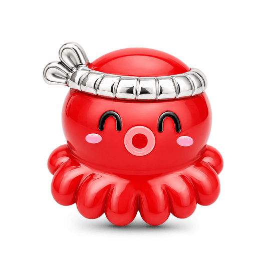 Gnoce Japanese Octopus Through‑hole Bead Charm Platinum‑plated Silver Blend_1