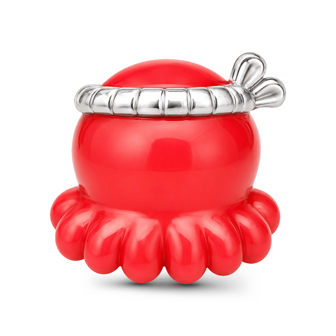 Gnoce Japanese Octopus Through‑hole Bead Charm Platinum‑plated Silver Blend_6