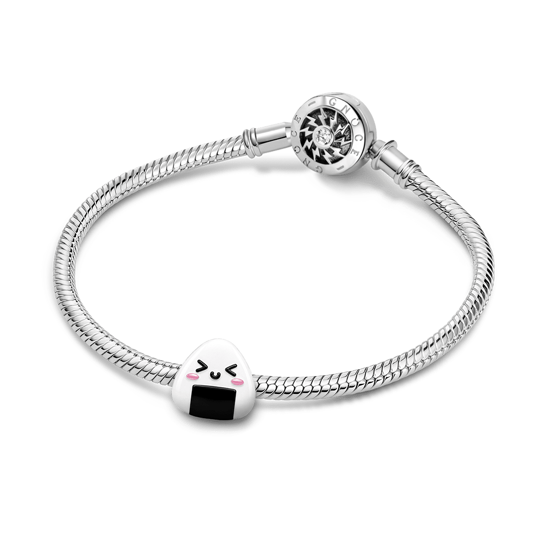 Gnoce Japanese Onigiri Through‑hole Bead Charm Platinum‑plated Silver Blend_3