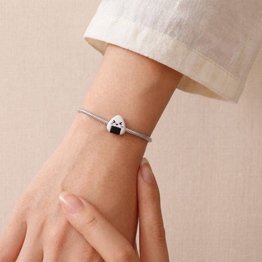 Gnoce Japanese Onigiri Through‑hole Bead Charm Platinum‑plated Silver Blend_2