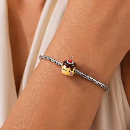 Gnoce Japanese Pudding Through‑hole Bead Charm Platinum‑plated Silver Blend_2