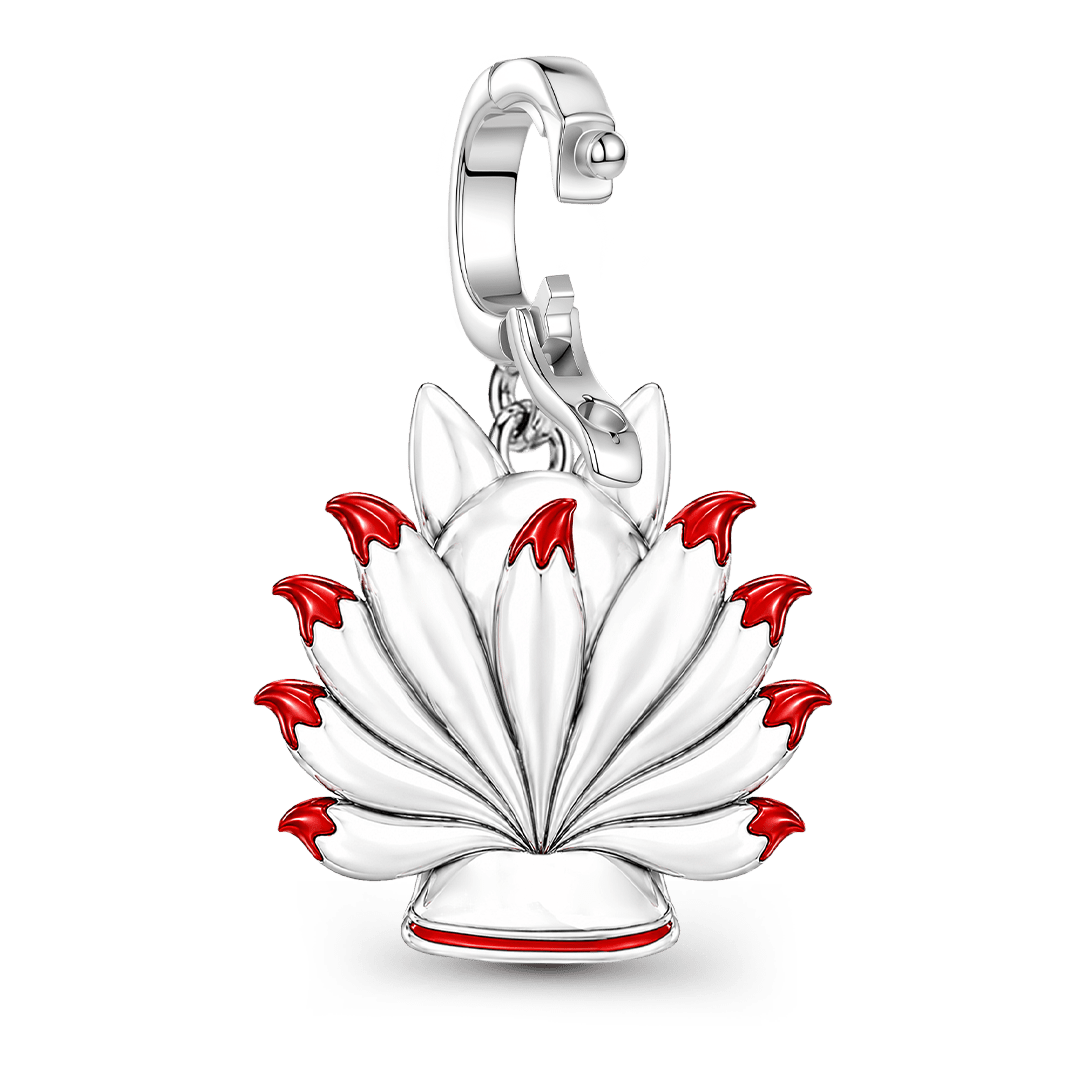 Gnoce Japanese Nine‑Tailed Fox Clasp Dangle Charm Platinum‑plated Silver Blend_6