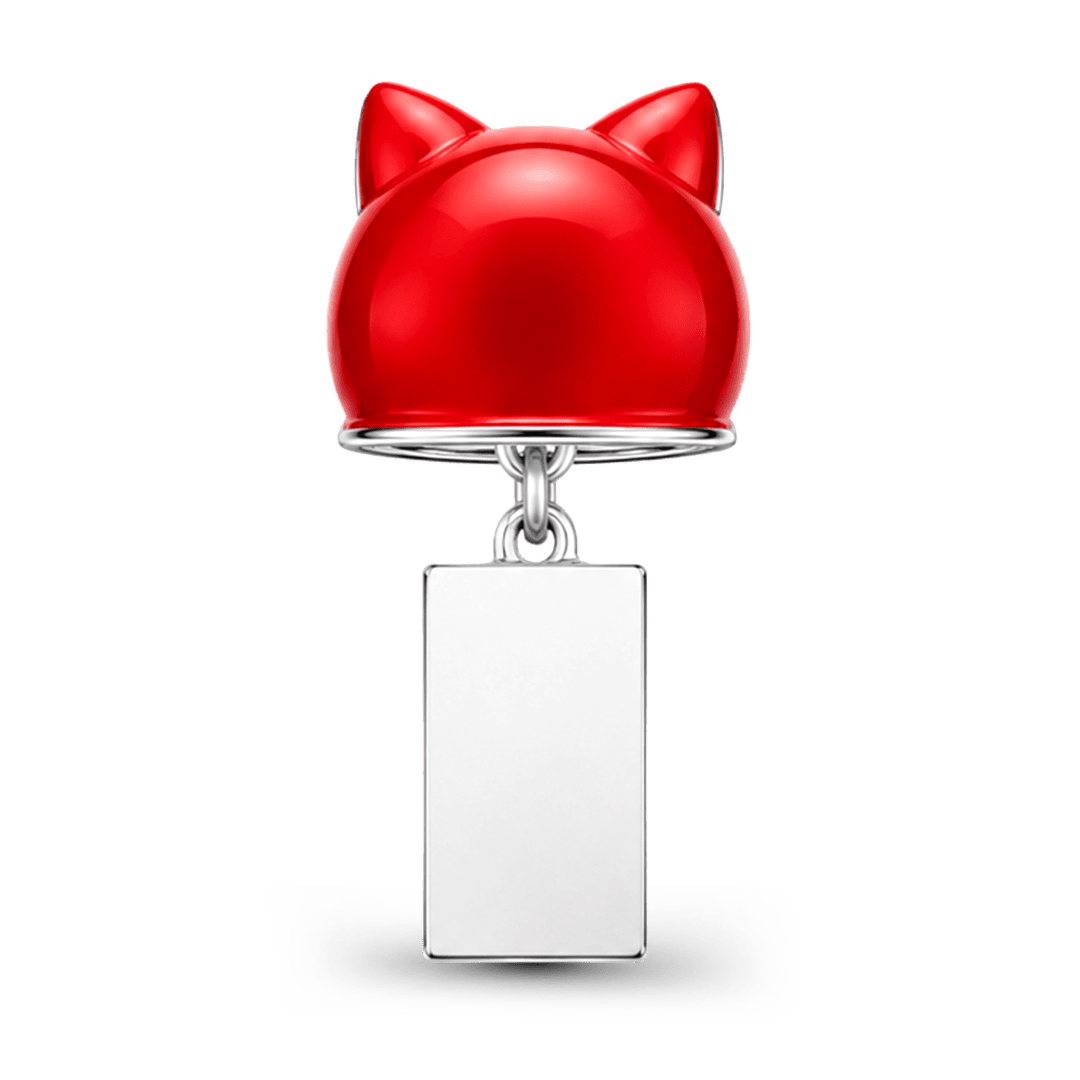 Gnoce Japanese Cat Wind Chime Through‑hole Bead Charm Platinum‑plated Silver Blend_6