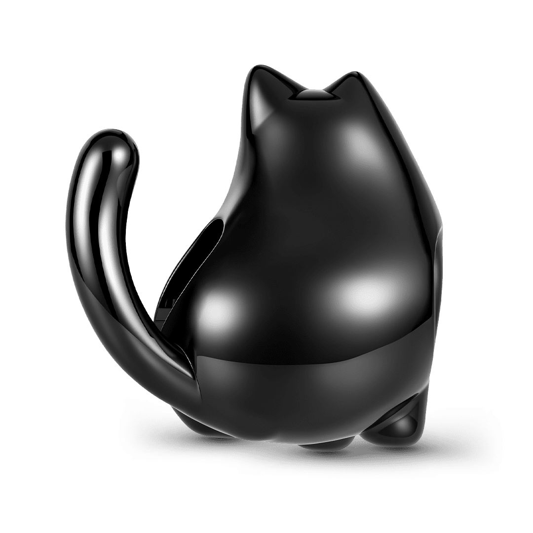 Gnoce Glow‑in‑the‑dark Halloween Ghost Black Cat  Bead Charm Platinum‑plated Silver Blend_6