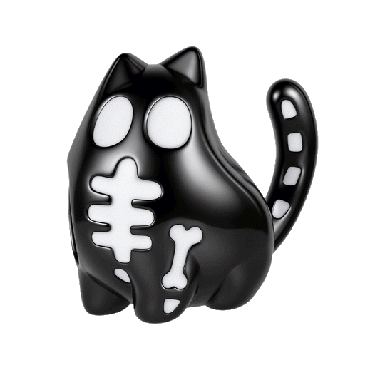Gnoce Glow‑in‑the‑dark Halloween Ghost Black Cat  Bead Charm Platinum‑plated Silver Blend_1
