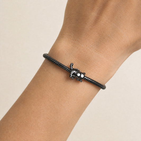 Gnoce Glow‑in‑the‑dark Halloween Ghost Black Cat Through‑hole Bead Charm Platinum‑plated Silver Blend_3