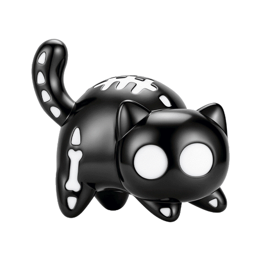 Gnoce Glow‑in‑the‑dark Halloween Ghost Black Cat Through‑hole Bead Charm Platinum‑plated Silver Blend_1