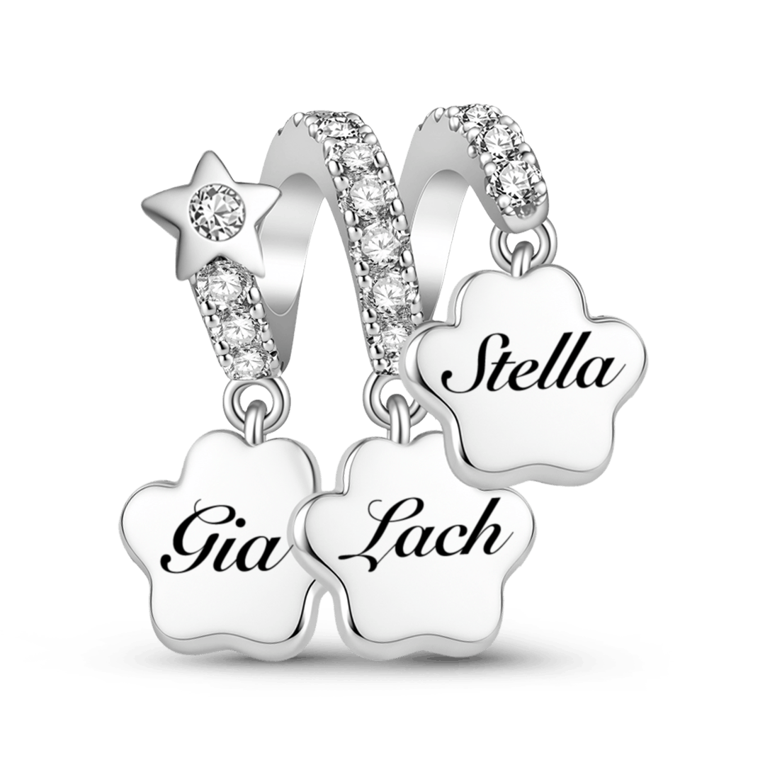 Gnoce Rotating Pet Paw Engravable Birthstone Through‑hole Bead Charm Platinum‑plated Silver Blend_5